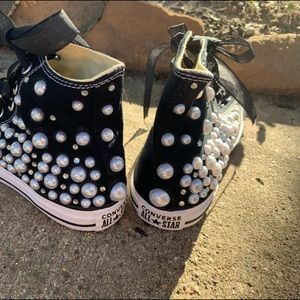 Custom pearl and rhinestone converse